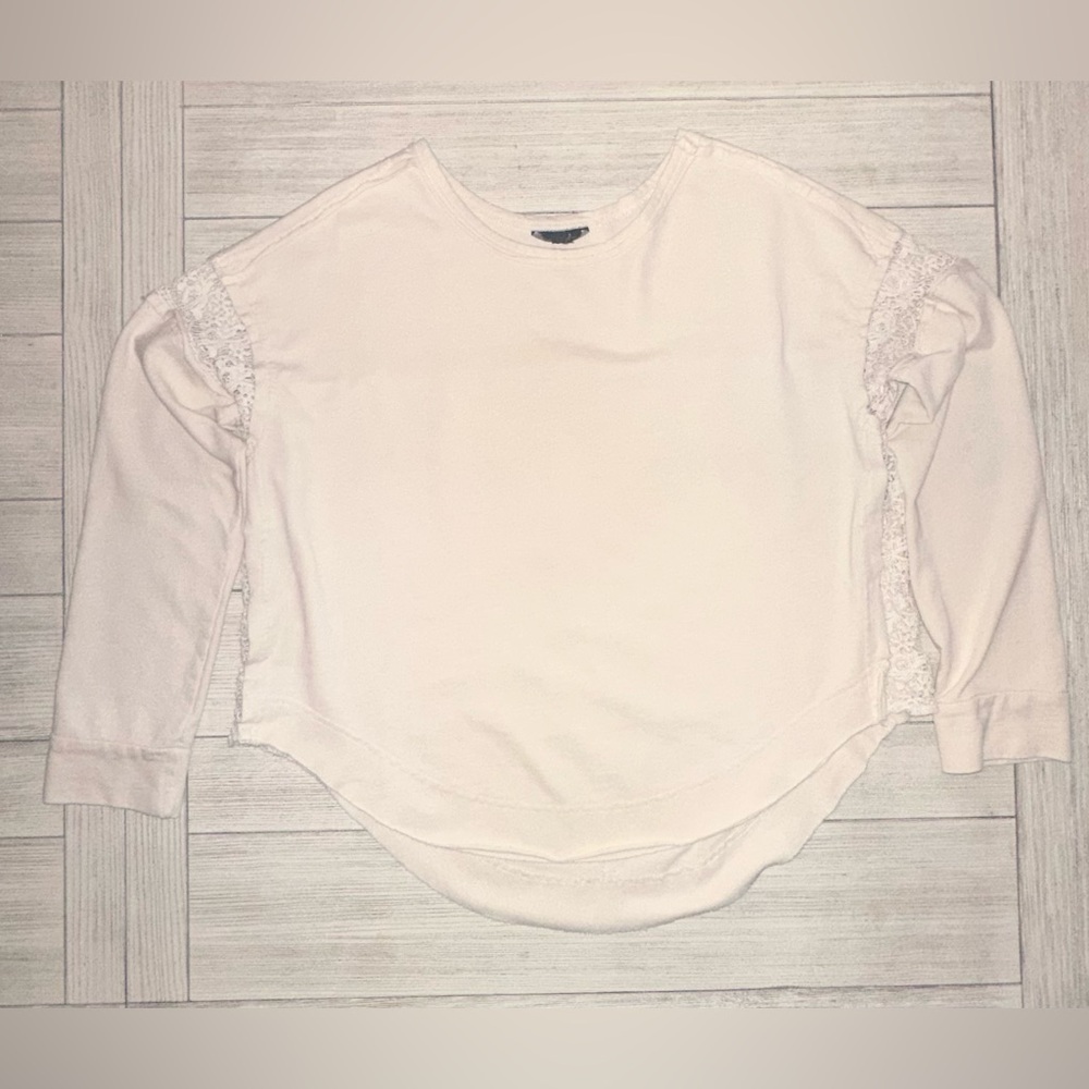 Alison Andrews Cream Lace Trim Top